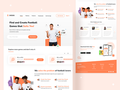 Immin Landing Page - Football Match Finder App