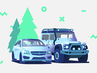 My Other Car is A... 4x4 car coupe flat illustration jeep land mercedes offroad rover vehicle