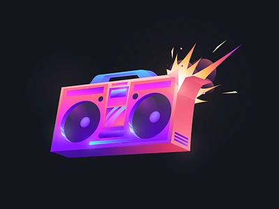 Boombox 70s 80s boom boom box boombox branding design explosion game ghettoblaster illustration retro retrowave