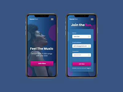 Sound Star Music App app branding design gradient interface minimal mobile mobile app mockup music music app ui user friendly ux