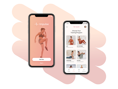 Impulse App app branding design feminine fitness fitness app food gym healthy food interface mobile mobile app motivation ui user experience user friendly ux women workout