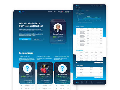 Reality Cards - Blockchain Betting App app blockchain blockchain cryptocurrency blockchaintechnology crypto cryptocurrency design elections game gradient interface mobile platform trump ui user experience user friendly ux website