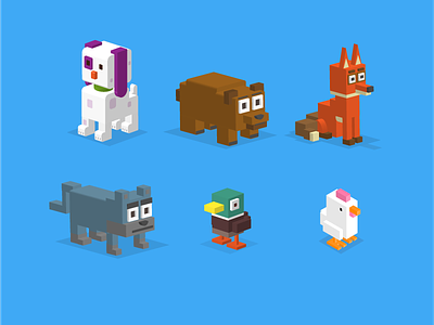 Animal Icons 3d shape animal icons crossy road isometric shapes pixel pixel icons pixel shape