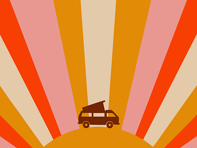 Van Guy 70s color design illustration retro sunset van vector westfalia