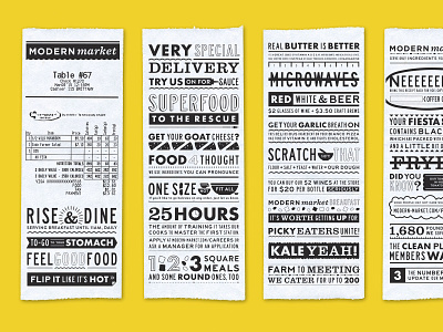 Modern Market Receipts branding design modern market restaurant typography
