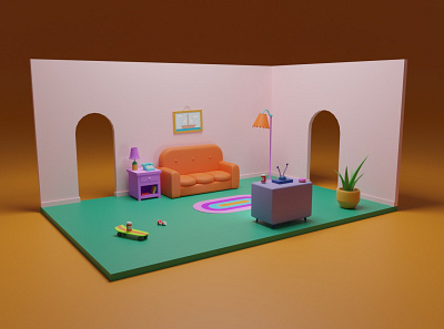 Simpsons Living Room 3d 3dmodeling blender blender3d modeling render rendering simpsons