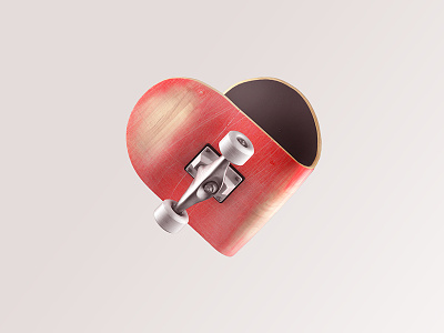 Love Skate 3d heart icon illustration sign skate