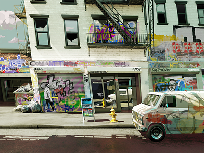 How street art works 3d 3dmax art cg drop graffiti krypto nft rendering street art