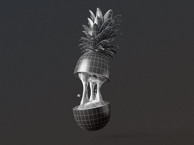 Sliced Pineapple 3d 3ds cg edges illustration juice max pineapple rendering splash vray