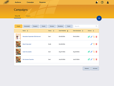 Marketing Dashboard Mock 2 - Campaigns dashboard facets material design mobile software ui design ux design web design website