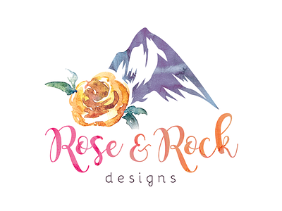 Rose & Rock: Etsy shop logo design branding etsy logo shop typeface watercolor