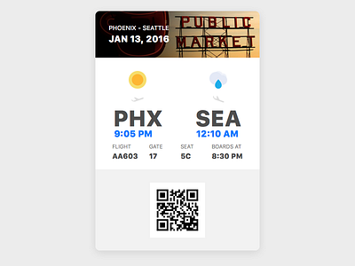 Day 24 • Boarding Pass 024 100 days boarding pass challenge daily day 24 phoenix seattle travel ui ux