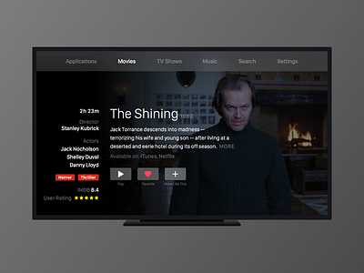 Day 25 • TV App 025 100 days challenge daily day 25 seattle the shining tv tv app ui ux