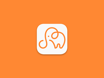 This is an App Icon animal app app icon cute elephant icon ios letter r line minimal orange r