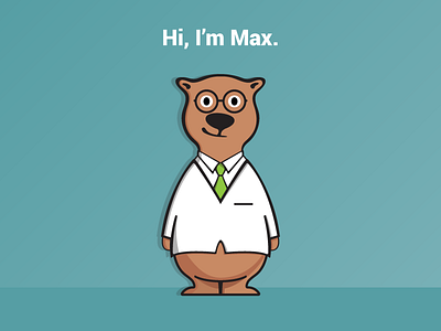 Hi, I'm Max. animals bear brown coat friend hello hi illustration illustrator max smile smirk