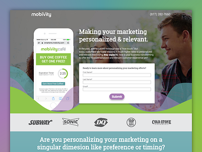 Personalizing Your Marketing colorful corporate data landing page marketing messaging mobile marketing receipt restaurant sms vibrant website