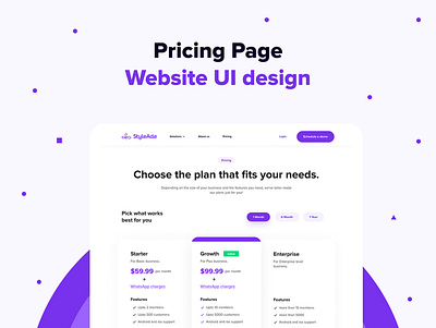 Pricing page UI design graphic design ui