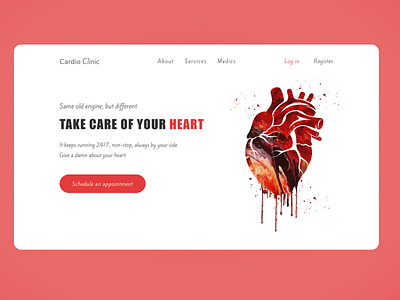 cardio clinic hero section cardio cardio website cardiology figma heart hero hero section ui ui design web webdesign website website design