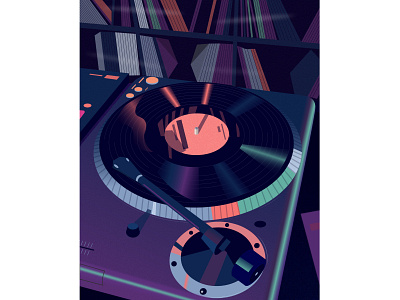 Music gradient gramophone illustration music poster vector vinyl