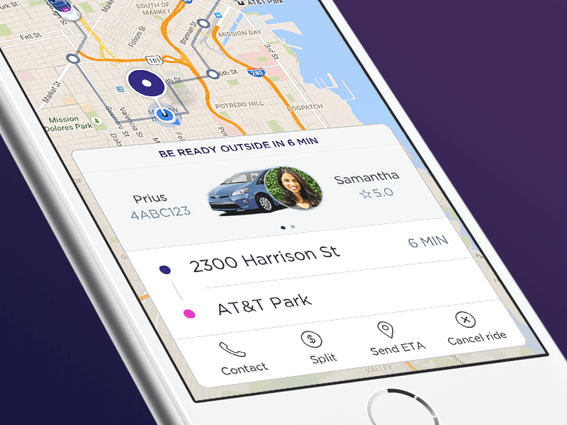 Lyft App Redesign - In-Ride Experience accessible actions car cars driver ergonomic lyft map passenger redesign ride transportation