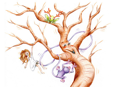 Tickle Tree characters dreams illustration pencil