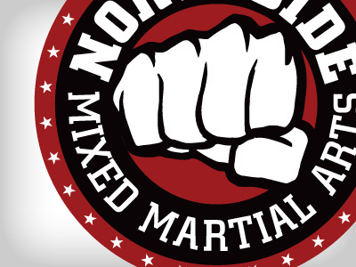 MMA Dojo Logo fist logo mixed martial arts mma red and black simplistic stars