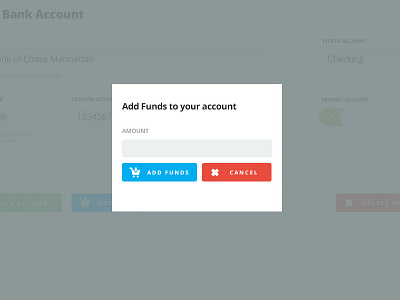 Add Funds app popup simple web