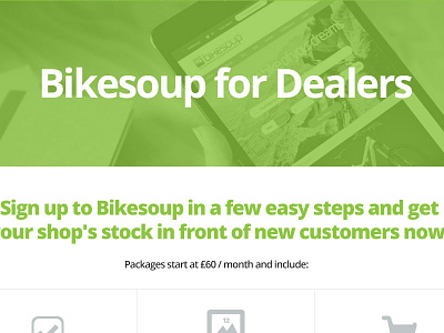 Bikesoup LP app bikes landing web