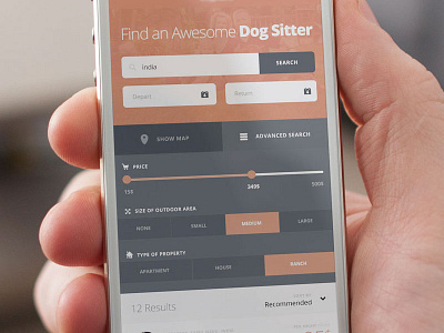 Dogsitter Search app blue coral mobile red search