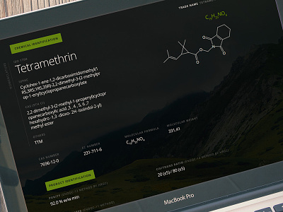 Tetramethrin app chemical dark design ficha green scheda technica web website
