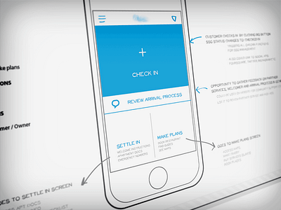 Check In app draft mobile mockup travel wireframe