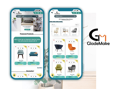 GladeMake (Online Furniture Store) adobe photoshop adobe xd ecommerce online furniture store online shopping ui design ux desgin