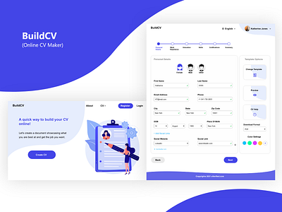 BuildCV adobe xd online cv maker ui ui design