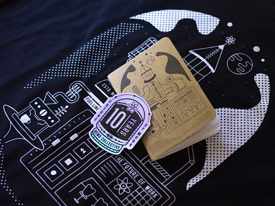 Reno Collective - 10th Anniversary Swag covid 19 coworking future illustration logo merch nevada notebook pandemic reno rocket scout book shirt space spaceman stars sticker swag tomorrowland