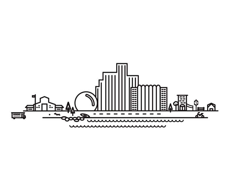 Hello from the Biggest Little City! animation city line illustration reno skyline