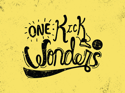 One Kick Wonders hand lettering kickball logo texture