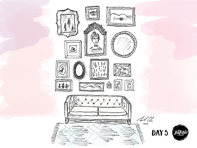 Inktober 2015 Day 5 couch illustration ink drawing inktober picture frames sketch
