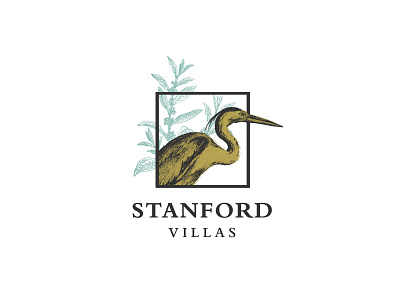 Luxury Community Logo bird crane housing illustration logo plant villa