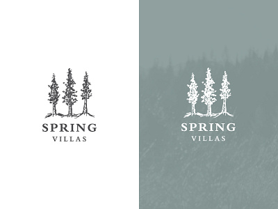 Spring Villas Logo drawing housing illustration logo trees villas