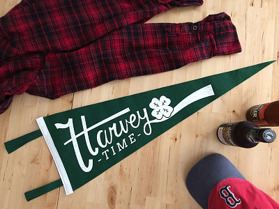 Harvey Time Pennant athletic banner boston celtics clover lettering oxford pennant pennant reno time typography vintage