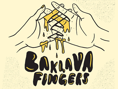 Baklava Fingers album art hand lettering hands honey illustration ink drawing nevada sketch