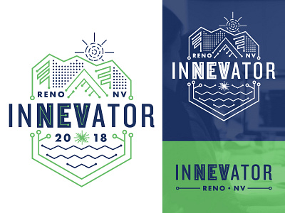 InNEVator Reno bootcamp circuit illustration iot line art logo reno startup tech