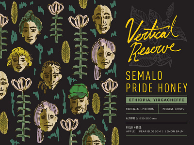 Coffeebar | Vertical Reserve | Semalo Pride Honey california coffee coffee bag design ethiopia farming flower illustration leaf lettering nevada packaging design portrait reno tahoe truckee