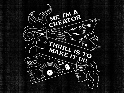 Me. I Am A Creator. aigarenotahoe dinosaur eagle fire ghost girl illustration laser line art lyrics nevada pencil rainbow reno santigold screenprint