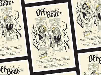Off Beat 2019 - Americana Poster americana candle festival poster folk gig poster illustration music nevada record reno southern gothic texture thorns