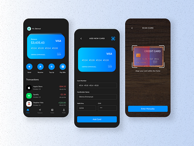 Finance Mobile App Design add card credit card design figma finance finance app fintech mobile mobile app mobile design scanner ui uidesign uiux ux uxdesign