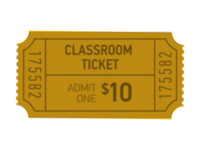 Would You Buy A Ticket to Your Lesson? color overlay din halftone screen k 12 education ticket