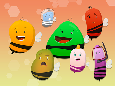 Disco Bees Characters bees characters disco game illustration ios iphone