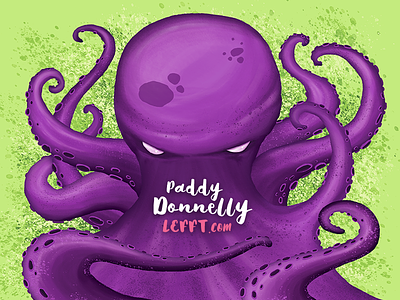 Octopus Business Card animal green illustration octopus portfolio purple sketch tentacles