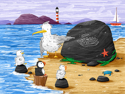 Seagull School art beach bird chips illustration inspiration school sea seagull teach